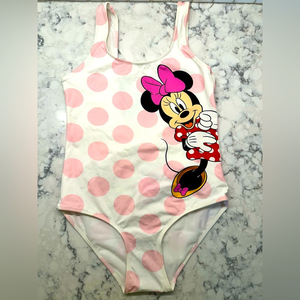 MC2 Saint Barth Minnie Mouse Pink and White Polka Dot Swimsuit